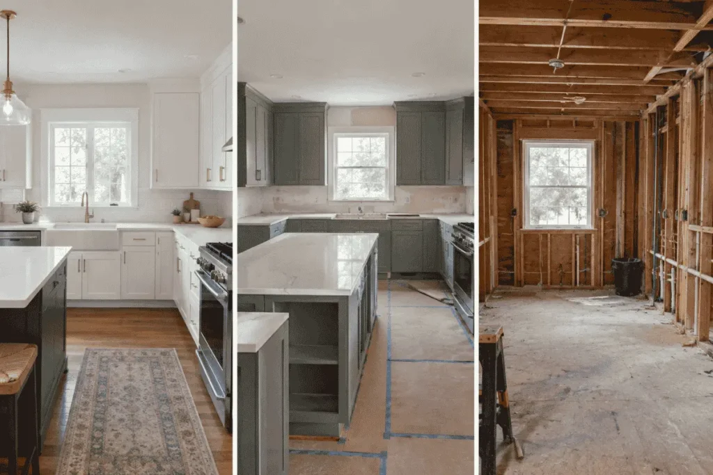 Cosmetic vs midrange vs full gut kitchen remodel stages