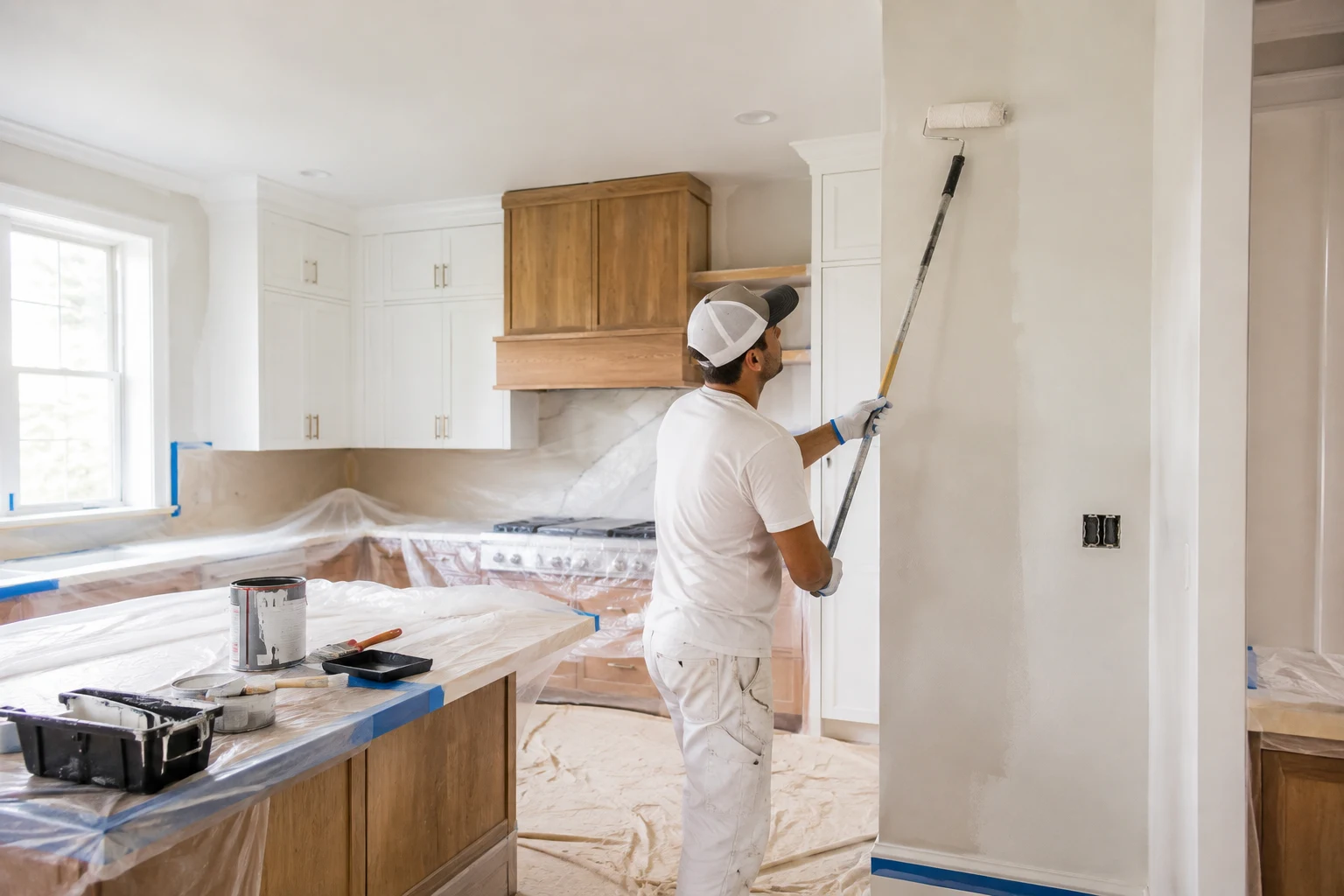 Professional cabinet painting with a smooth durable finish